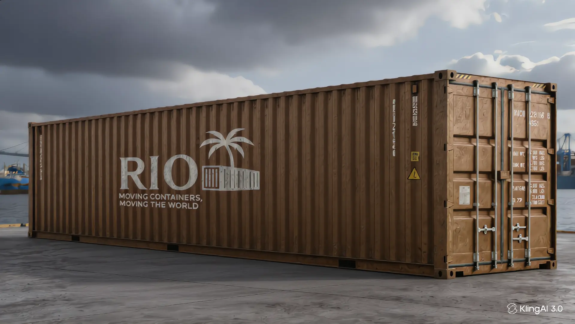 40 foot high cube steel shipping container on a concrete yard
