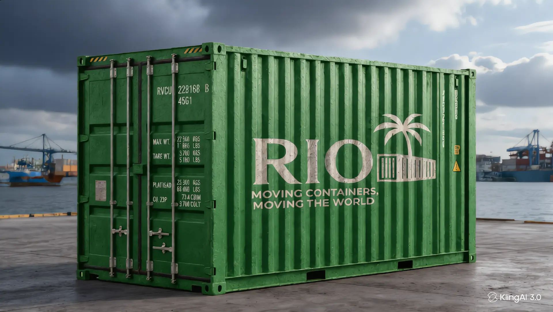 20 foot high cube steel shipping container on a concrete yard